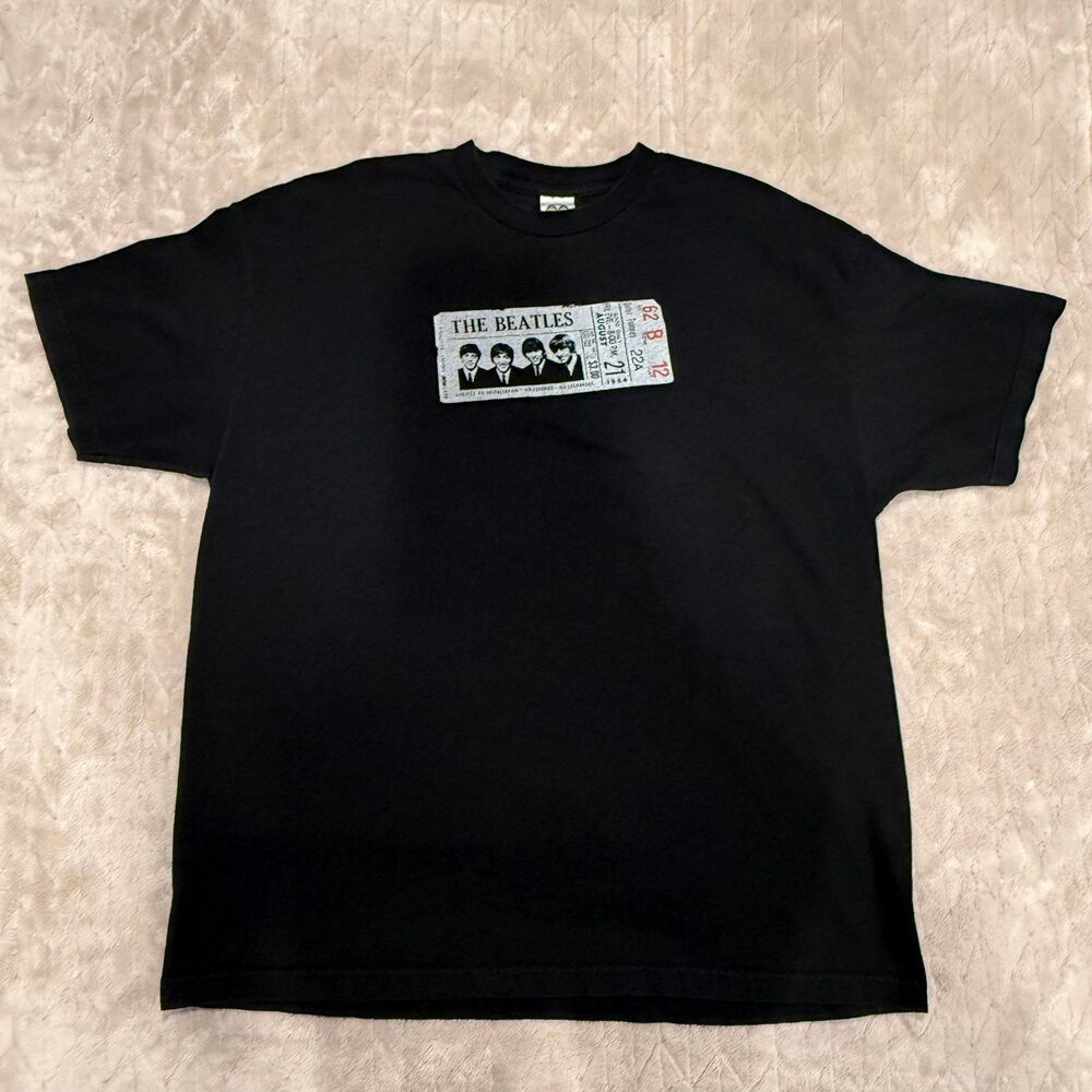 VINTAGE THE BEATLES BAND GRAPHIC TICKET STUB T-SHIRT MENS SZ 2XL